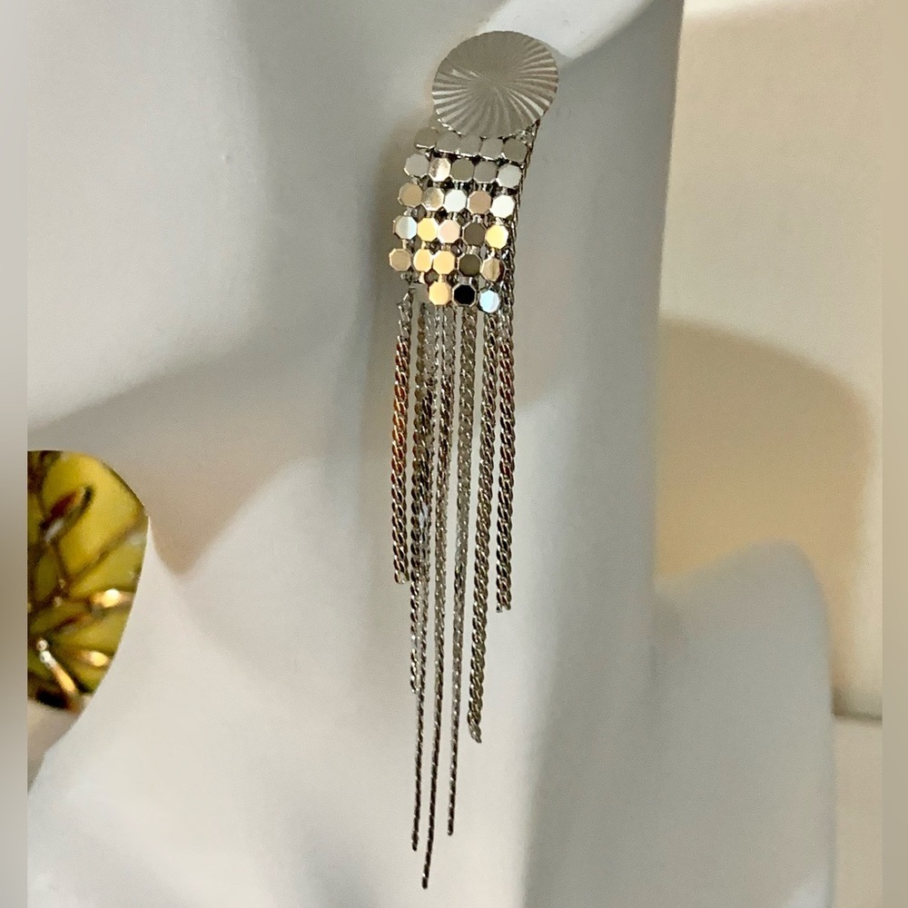 Beautiful silver dangle chain earrings